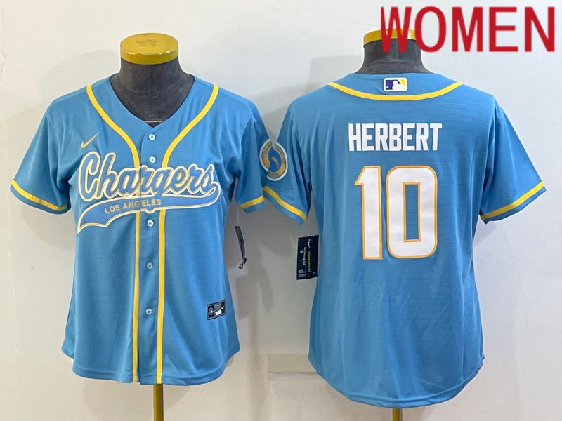 Women Los Angeles Chargers #10 Herbert Light Blue 2022 Nike Co branded NFL Jerseys->women nfl jersey->Women Jersey